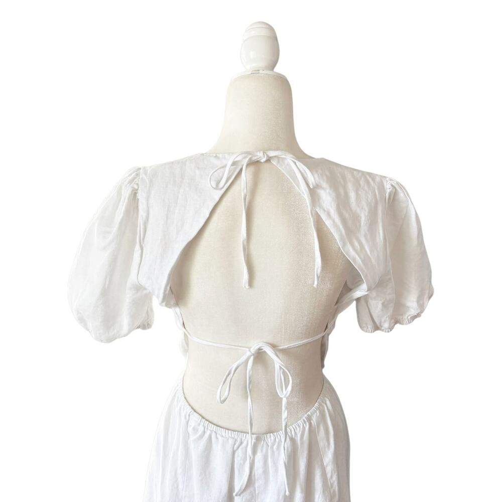Reformation Anneliese Linen Dress 12 White NEW - Picture 7 of 12